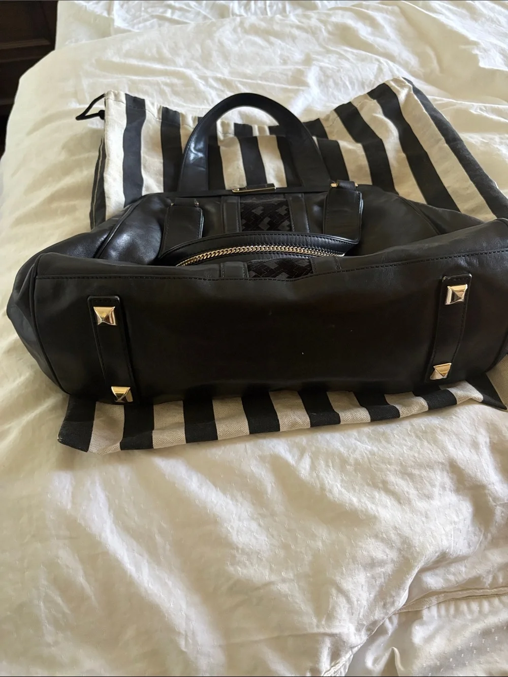 LAMB Black Leather Tote Bag with Tassel Accent - Picture 4 of 7